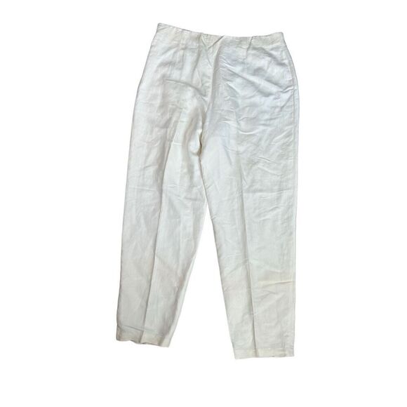 Lafayette New York 148 Linen Trouser Pant Pleated Taper Leg Women’s 16 Cream - Picture 3 of 15